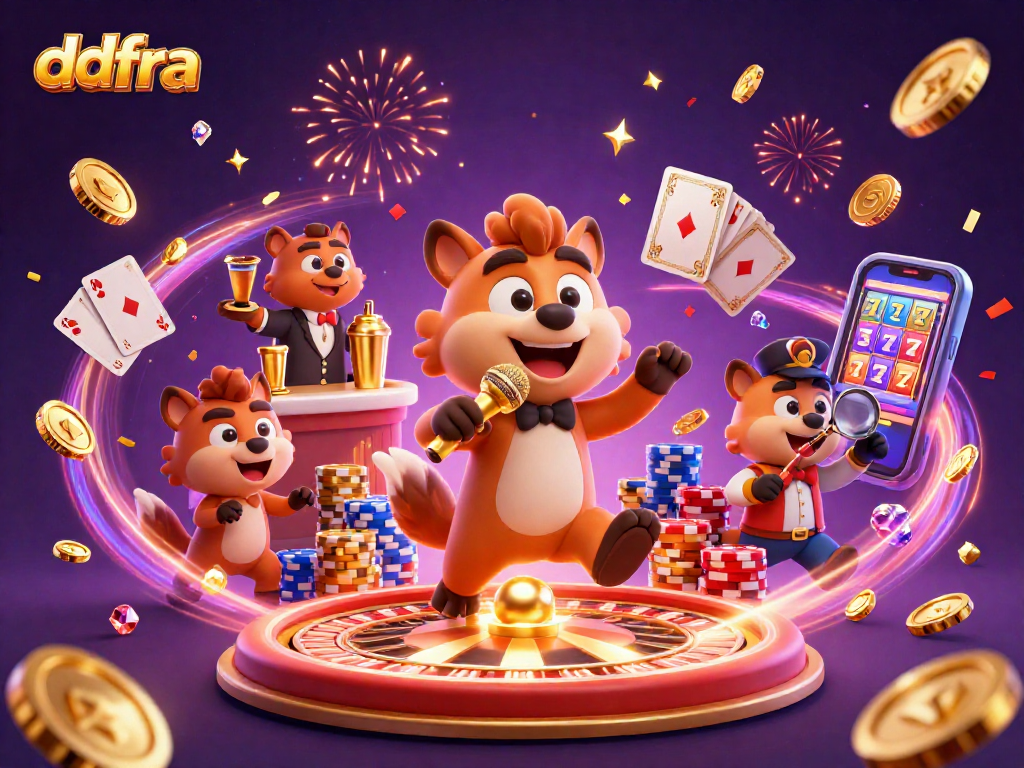 Join the fun at ddfra's dazzling casino club with hyena characters mixing drinks and entertaining!