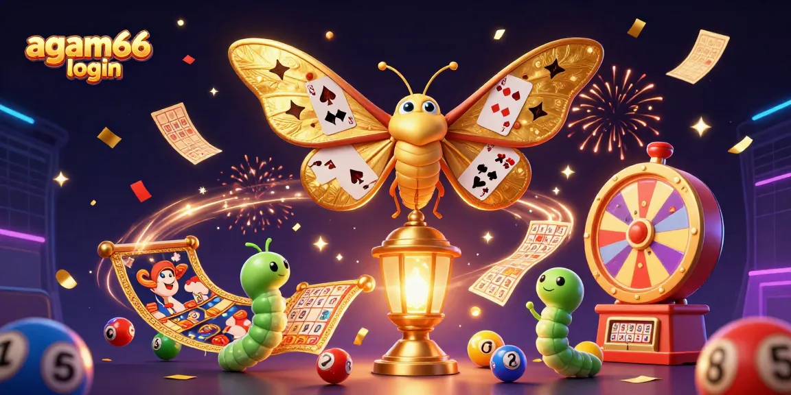 Experience the thrill of winning at AGAM66 login with engaging lottery and bingo elements in a vibrant scene.