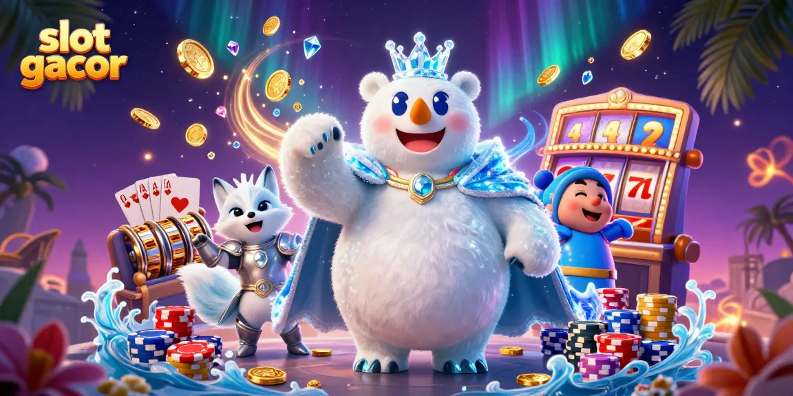 Experience slot gacor excitement with vibrant characters, cascading coins, and dynamic gaming elements.