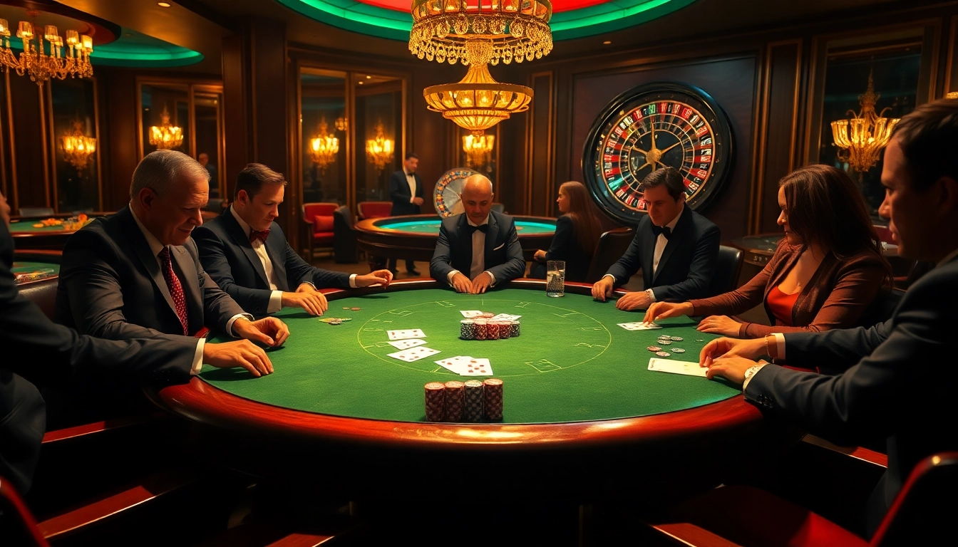 Nikmati permainan poker taruhan tinggi di KIT4D, menampilkan pemain tegang dan suasana kasino yang hidup.