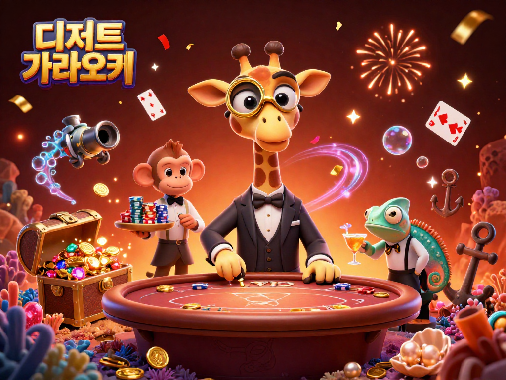 디저트 가라오케에서 음료와 함께 즐기는 재미있는 카라오케 장면
