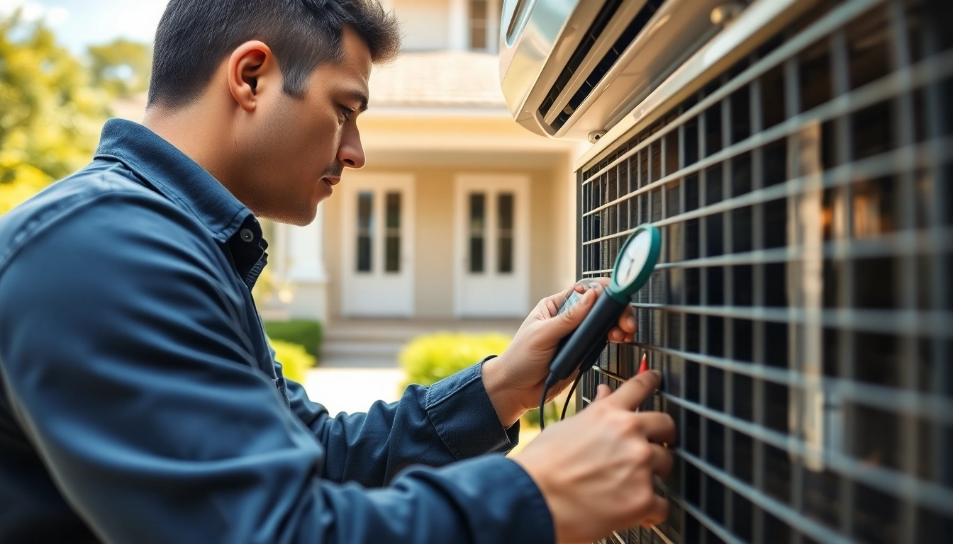 Technician performing HVAC Repair Tampa in a cozy home setting.
