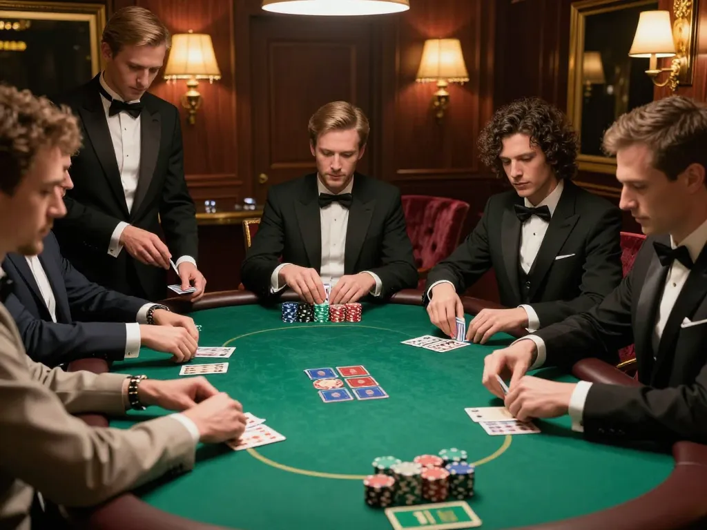 hitclub9 players engaged in a high-stakes poker game atmosphere showcasing strategy and intensity.