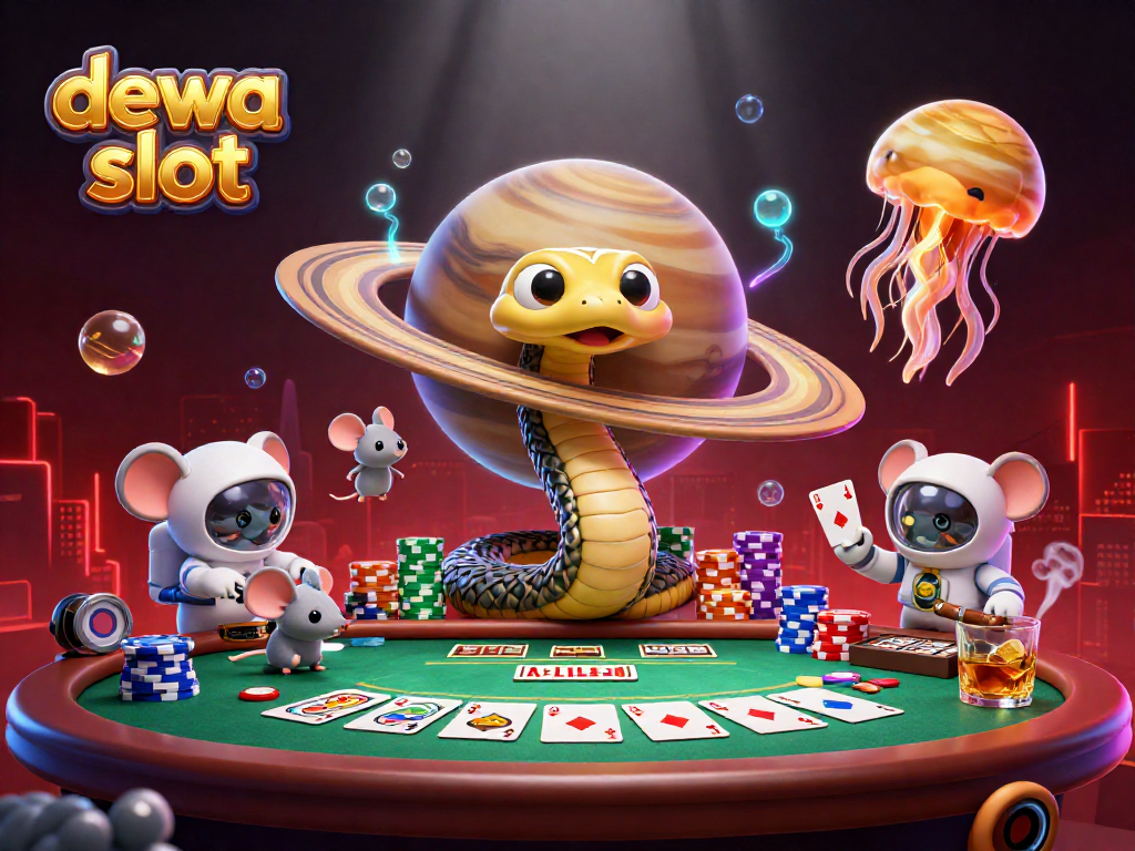 Menang taruhan dalam dunia dewa slot yang cerah dengan karakter unik dan simbol judi.