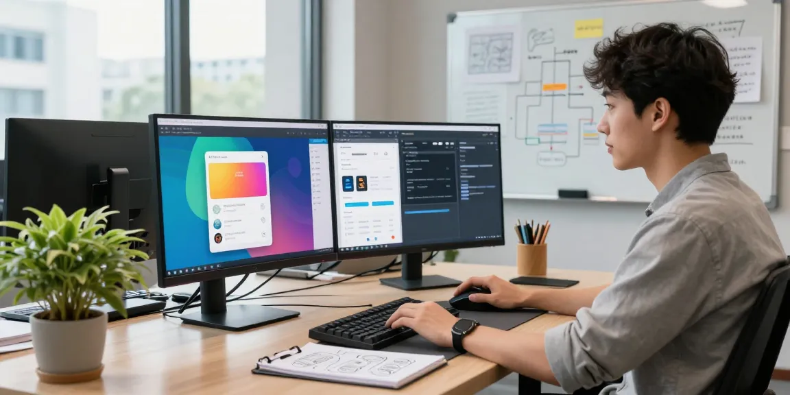 Developers collaborating at the 纸飞机官网 workspace, showcasing modern tech setup.