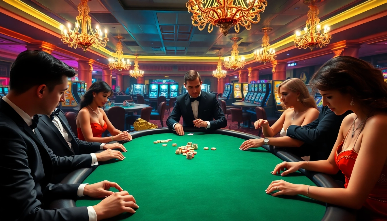 Exciting poker table action featuring players engaged in intense gambling while exploring porn games themes.