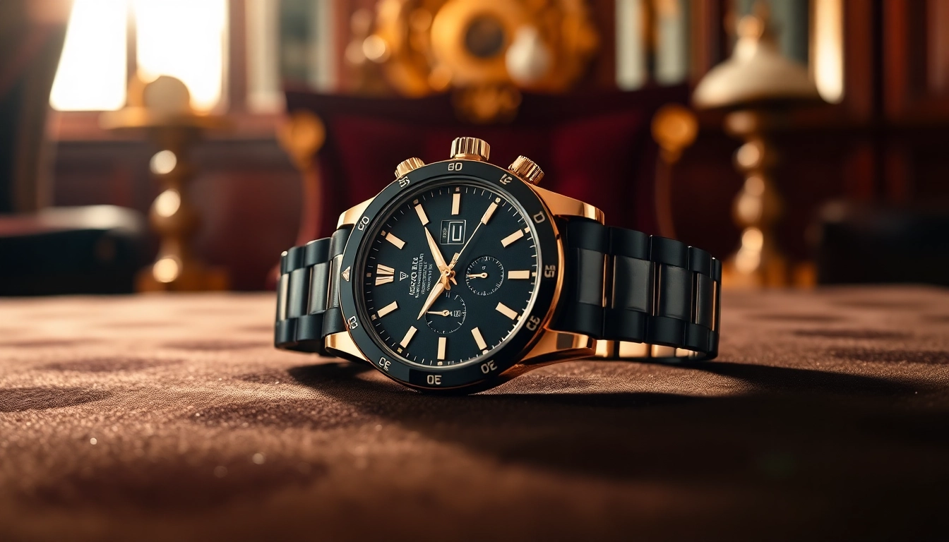 Showcase of a replica watch highlighting its intricate details on luxurious fabric.