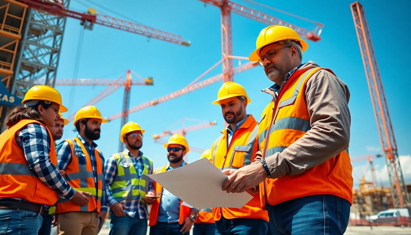 Texas construction news highlights professionals collaborating on a high-rise project.