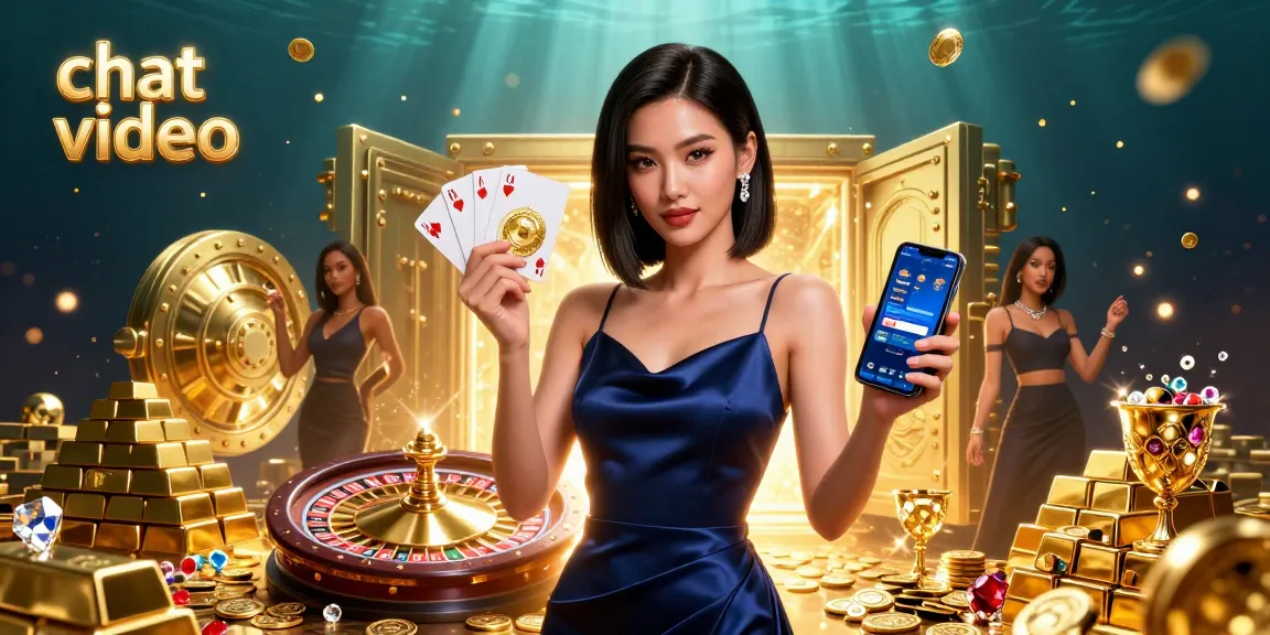 Engage in exciting chat video with real players, surrounded by radiant gambling elements and rich treasures.