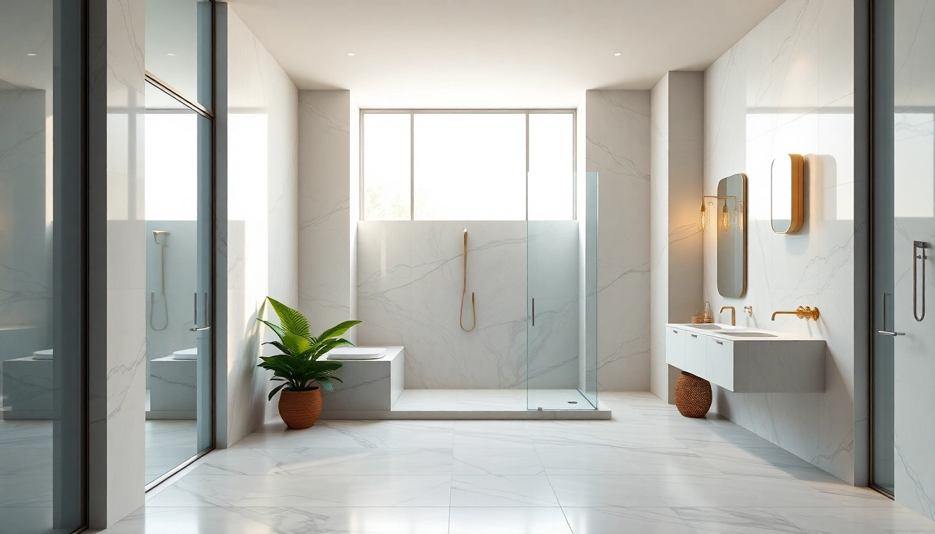 Experience elegant showers in a luxurious bathroom with stylish decor and peaceful ambiance.