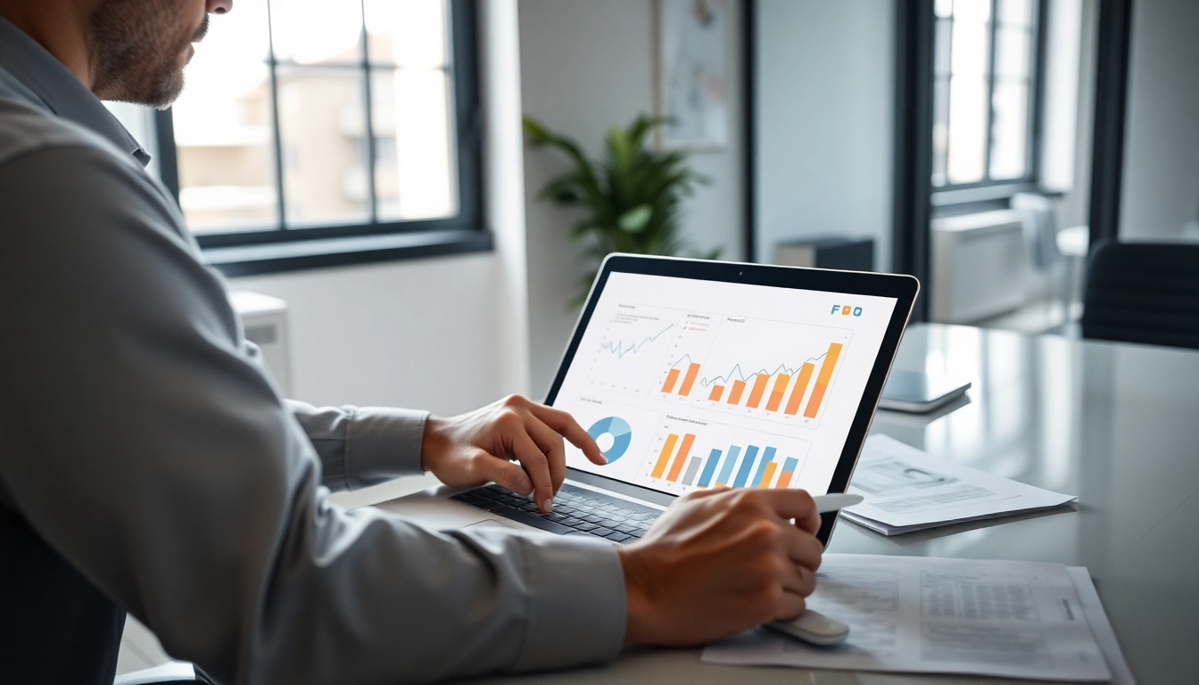 Analyser et acheter et revendre des biens dans un bureau moderne avec des graphiques immobiliers.