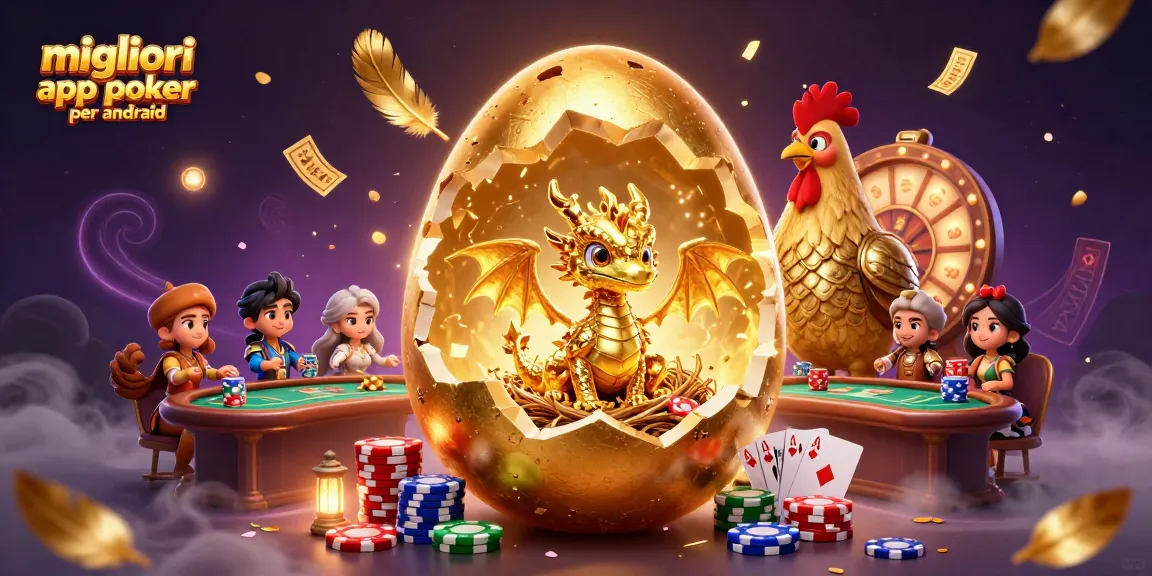 Migliori app poker per android: gioca a poker con il drago d'oro su un tavolo affollato di chip e carte.