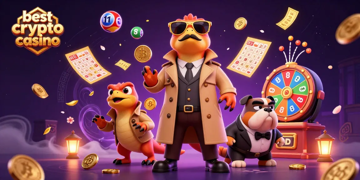 Gioca nei migliori crypto casino con Bitcoin e Ethereum in un'illustrazione vivace e dinamica
