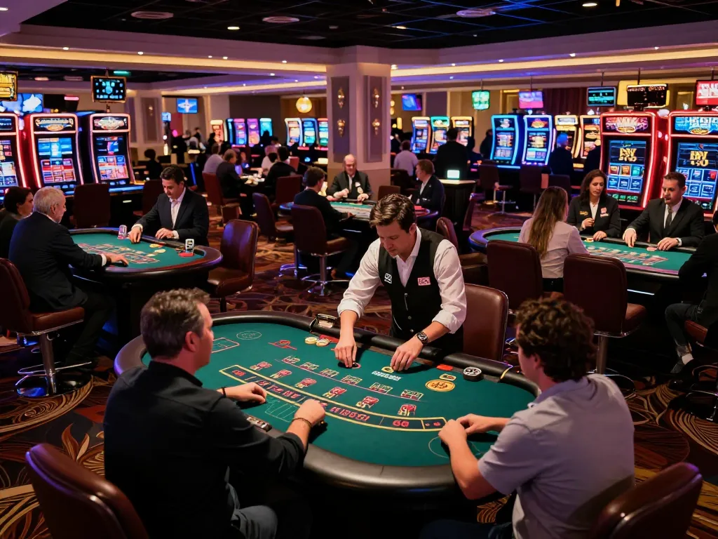 Players enjoying blackjack at a luxurious casino venue, highlighting DA88 gaming strategy in action.