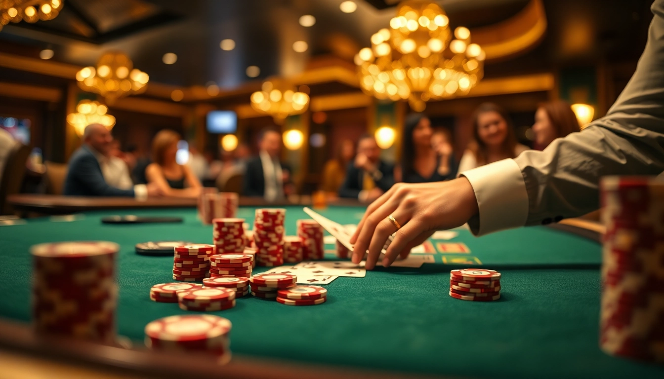 Permainan poker di bbni4d dengan tumpukan chip dan kartu yang elegan.