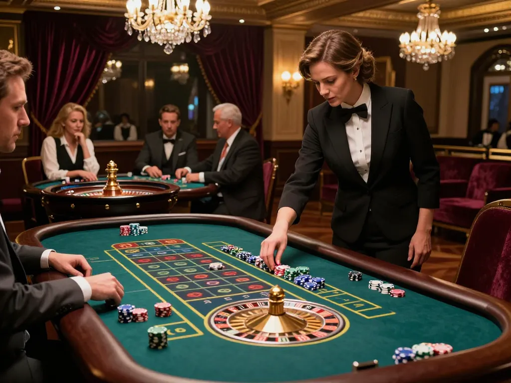 Exciting roulette gameplay at trang chủ dh88 with players placing bets and croupier spinning the wheel.