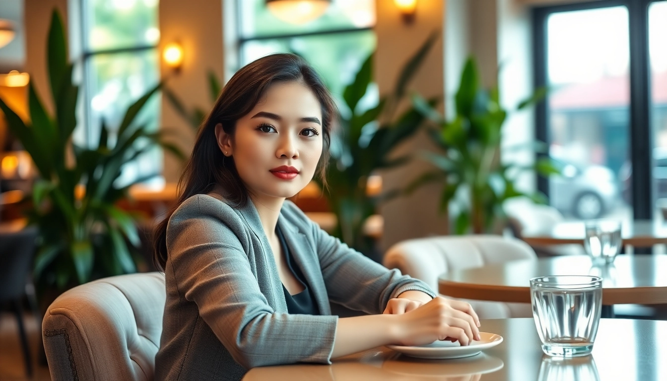 包养的优雅女性在豪华咖啡馆内享受静谧时光