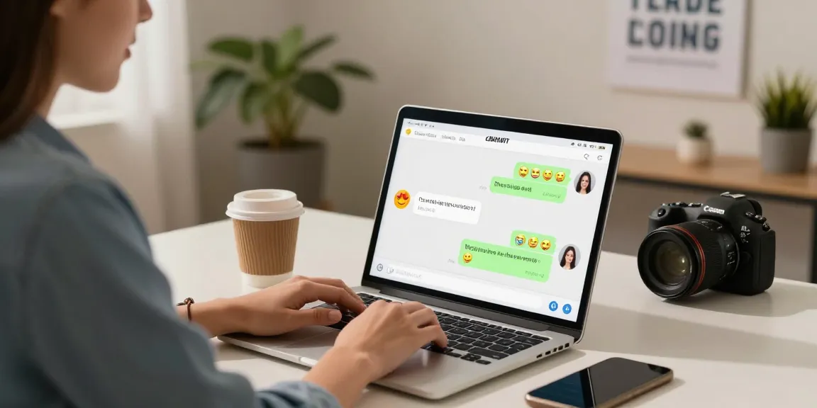 Interactive nsfw chat bot environment showcasing a young professional engaging in digital conversations on a laptop.