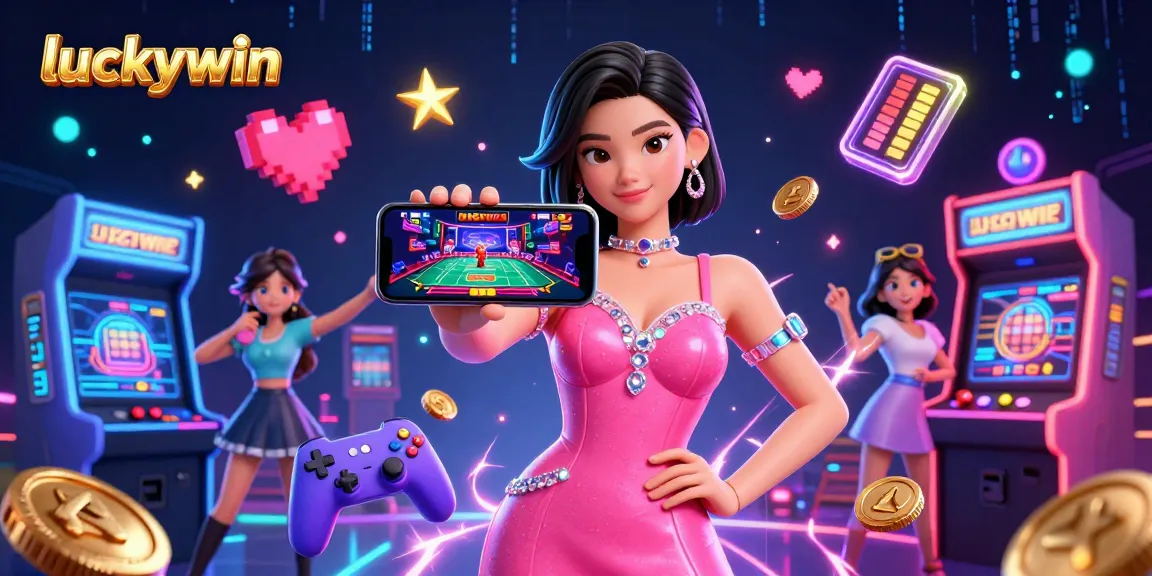 Engage with luckywin games as a stunning Asian woman showcases a live dealer casino experience on her smartphone.