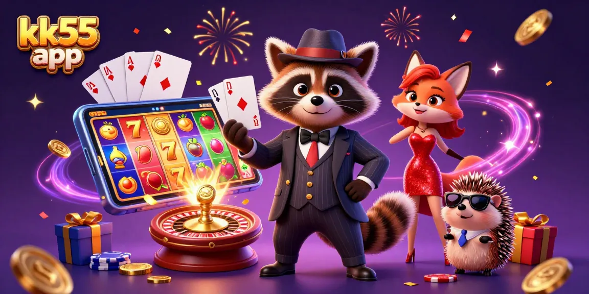 Experience excitement with the kk55 app, featuring vibrant casino characters and engaging games.