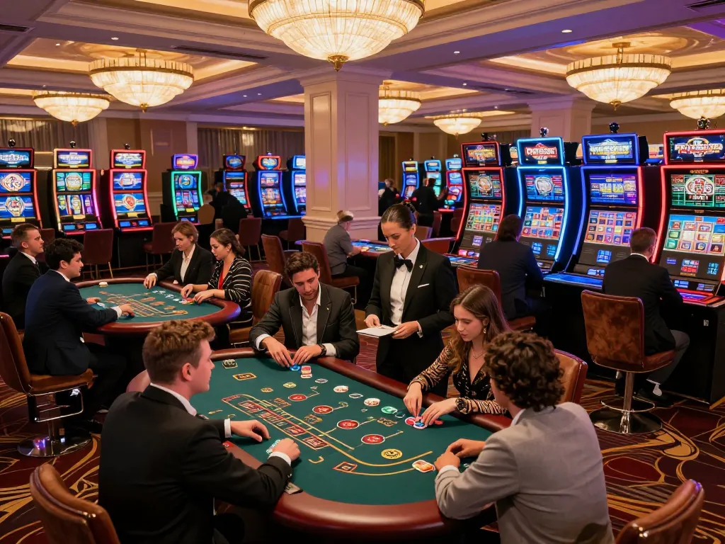 Engaged players in Spin Panda live casino during an exciting blackjack game with vibrant lighting.
