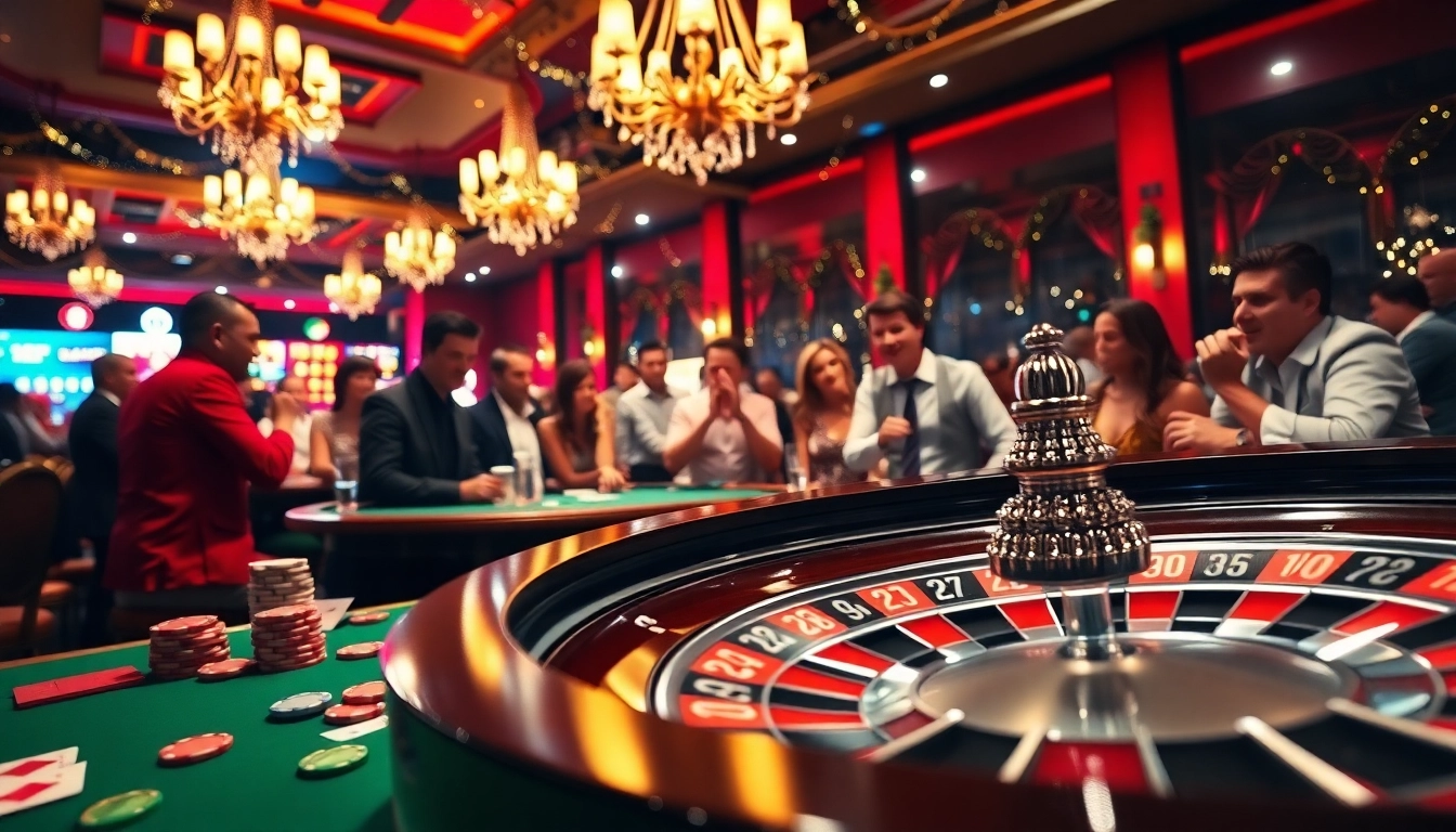 Spieler am Roulette-Tisch genießend das Casino spielen mit Spannung und Spaß.