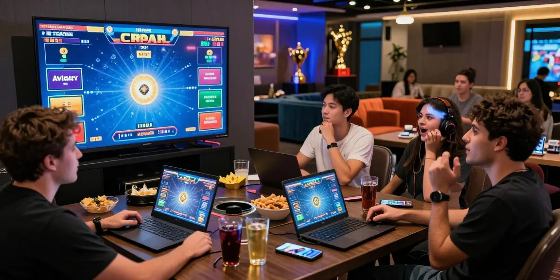 Aviator Pro crash game session with friends in a lively casino setting, showcasing excitement and instant cashouts.