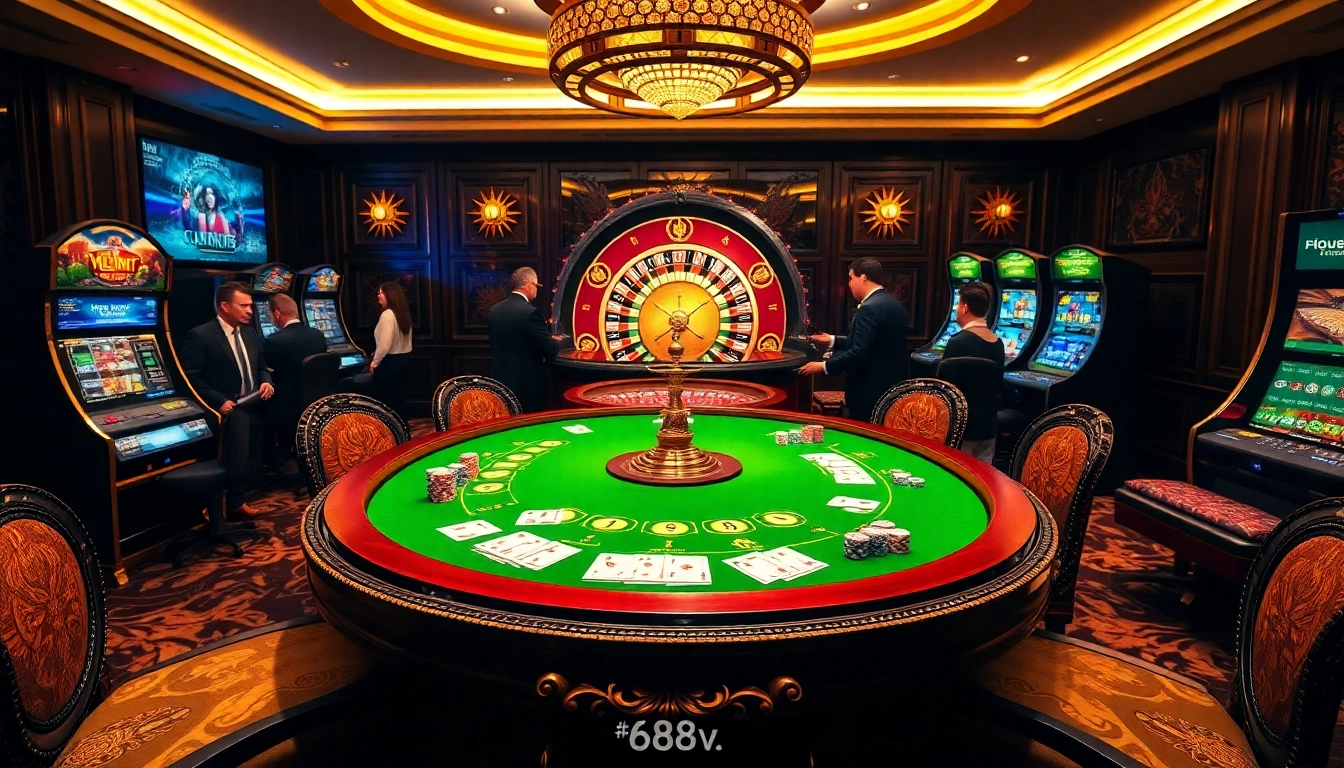 Engage in high-stakes gaming at https://688v.games/ with vibrant casino visuals of poker and roulette.
