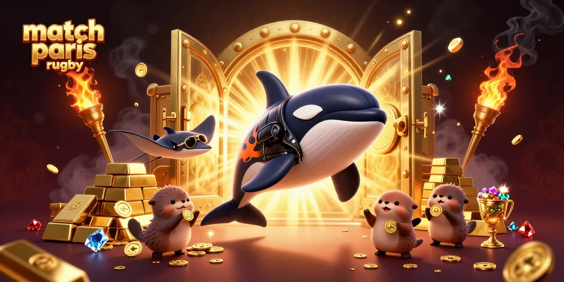 Pariez sur un match paris rugby avec des otaries familiales et un orque dynamique, entouré de gains en or.