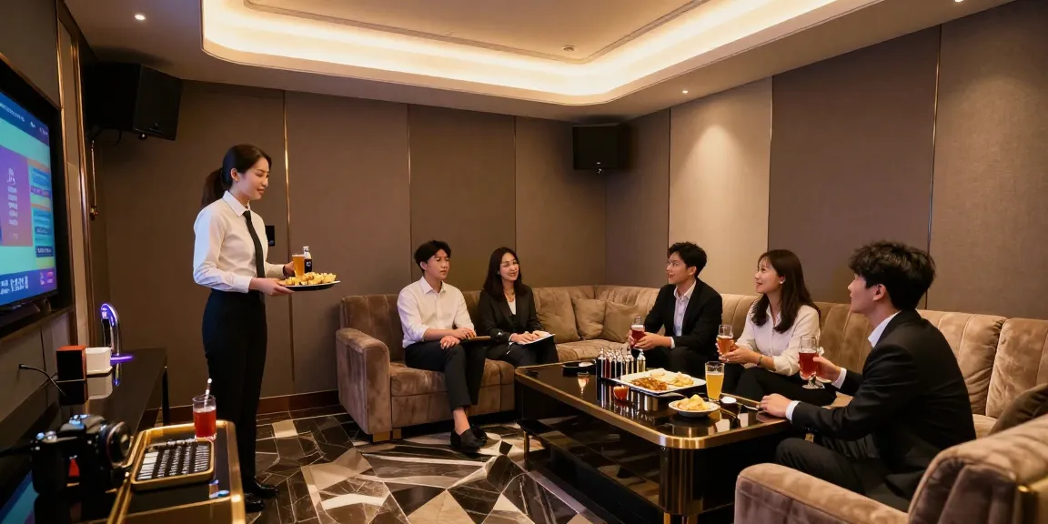 구구단쩜오의 프리미엄 가라오케 룸에서 고객과의 대화와 서비스 과정이 돋보이는 현장 모습