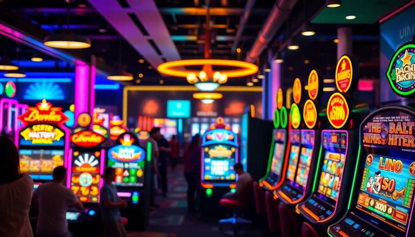 Experience thrilling gameplay with Online slots Uk highlighted on colorful slot machines.