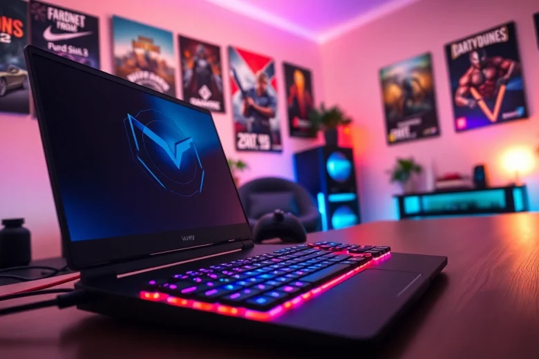 Engaging gaming setup featuring vj88 laptop with vibrant RGB features and cozy ambiance.