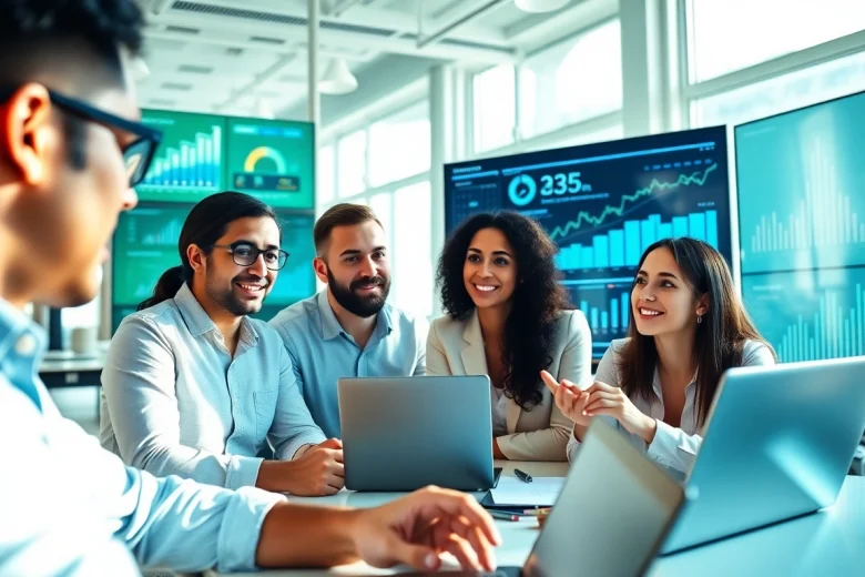 79king marketing strategy session with a diverse digital team in a bright office.