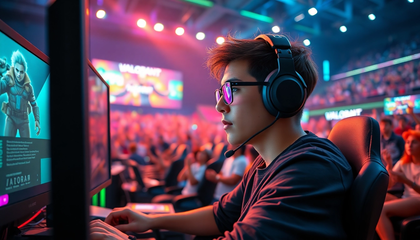 Experience the excitement of valorant download in a vibrant esports arena with competitive gaming action.