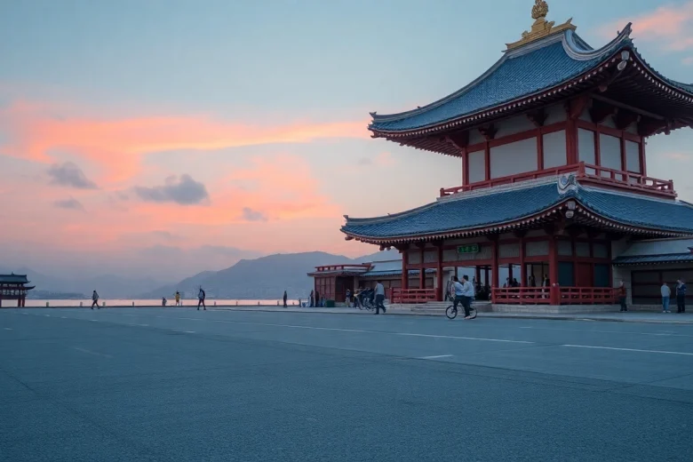 車 リースで新車を楽しむ若者たちの笑顔。カラフルな車と青空を背景にしたシーン。