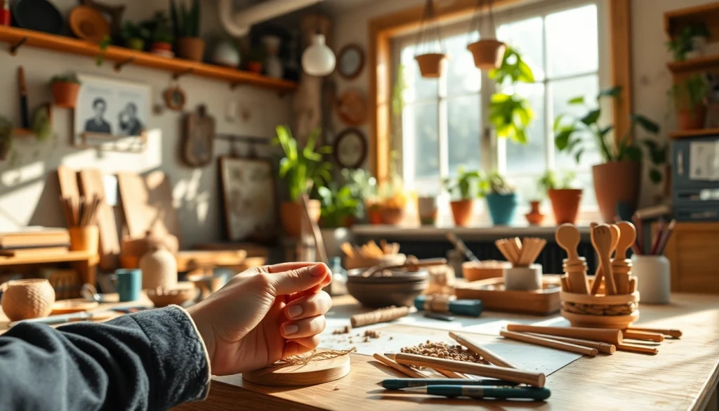 Crafting setup showcasing https://merithome.co.uk materials and tools in a bright workspace.