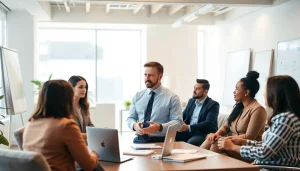 Engaging crypto fractional CFO leading a strategic meeting with diverse team members.