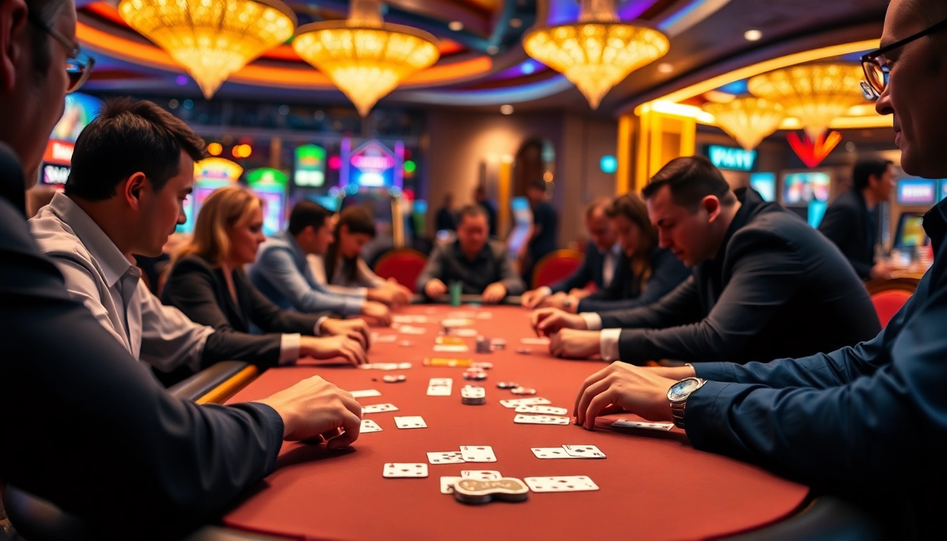 Mainkan Domino88 poker game yang seru di meja dengan suasana kasino yang mewah.