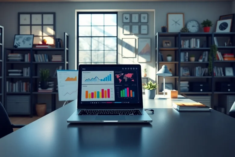 Engaging workspace view at https://www.ound-ound.com illustrating a digital marketing setup with colorful visual data.