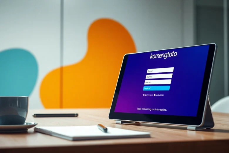 Masuk ke halaman komengtoto login menggunakan perangkat modern di kantor yang profesional.