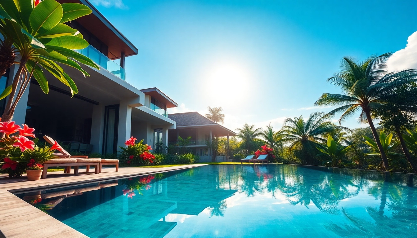 Villa property management services ensuring pristine upkeep of a modern Phuket villa surrounded by tropical beauty.