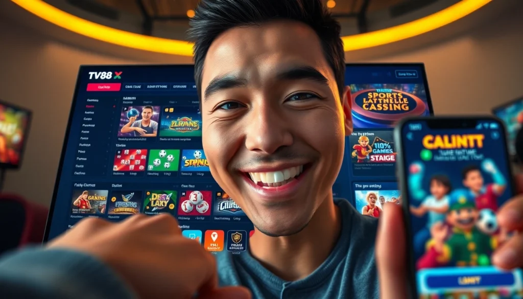 TV88 online gaming interface showcasing diverse games and secure features