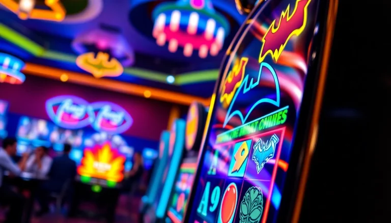 Permainan slot batman138 slot yang mengasyikkan dengan suasana kasino yang cerah.