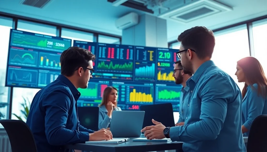 Monitor Remote Monitoring and Management (RMM) metrics with a dedicated IT team in a busy office.