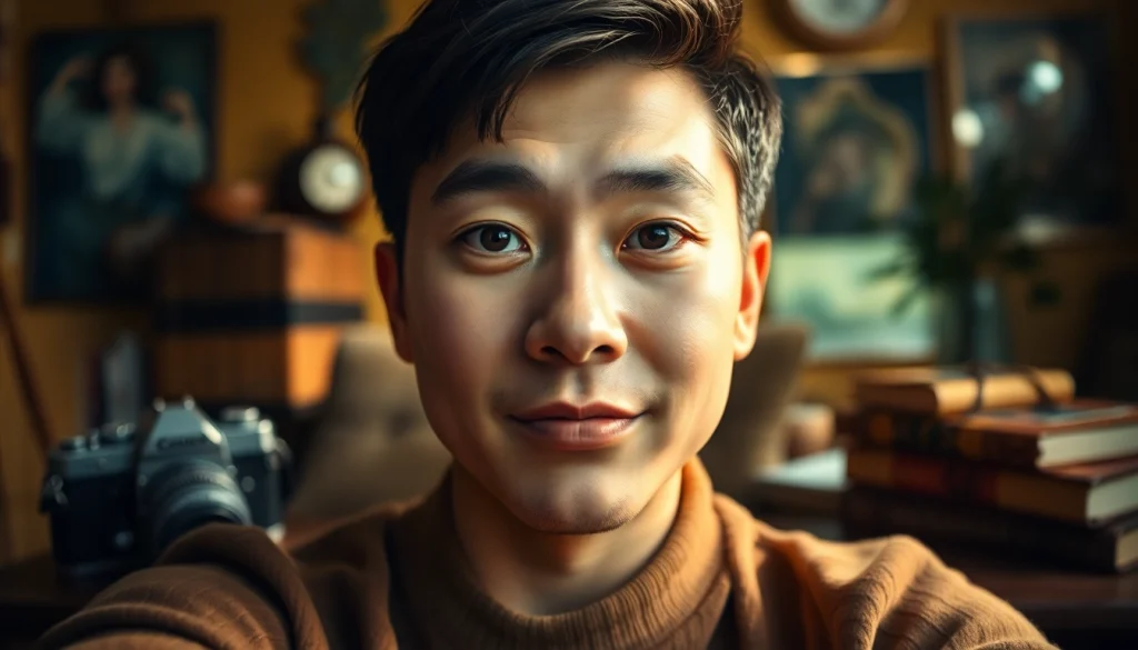 Ritratto Fotografico di un soggetto espressivo in un ambiente artistico e accogliente.