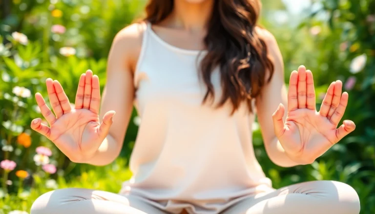Practicing various yoga mudras with distinct finger positions in a serene outdoor setting.