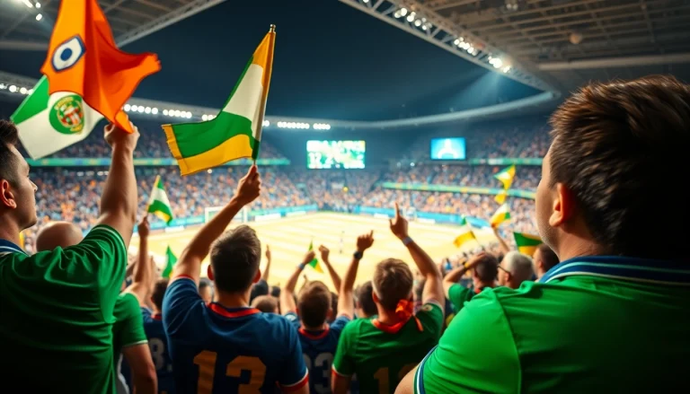 스포츠중계에서 열정적인 팬들이 경기장 안에서 응원하고 있는 모습