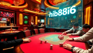 Experience the thrill of hi88vip6 at a vibrant casino poker game, where players engage in high-stakes betting.