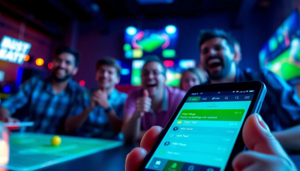 Engaging scene highlighting the best sports betting sites in India through a smartphone app interface.