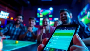 Engaging scene highlighting the best sports betting sites in India through a smartphone app interface.